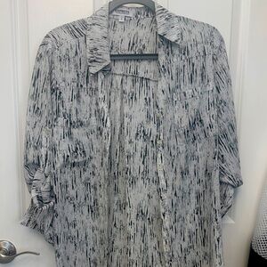 Express Black and White Casual Button Down Shirt